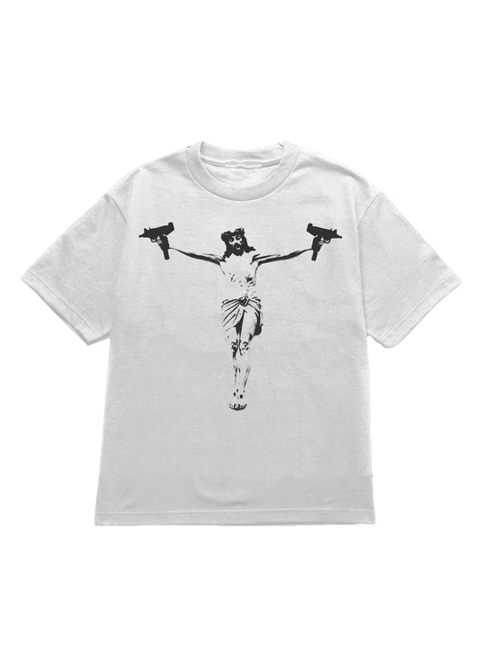 Gun Shop Uzi Crucified T-Shirt White